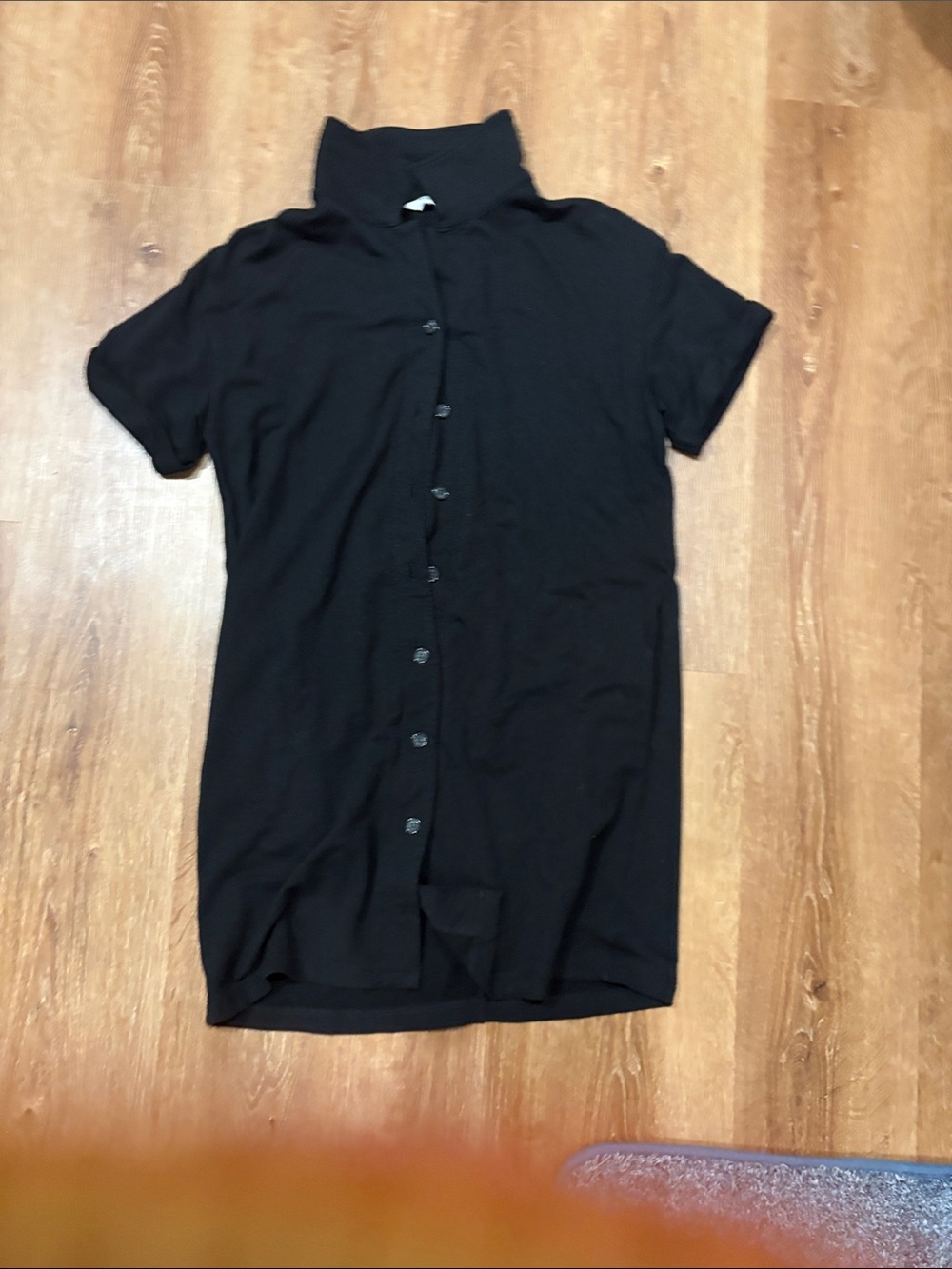 Black Short-Sleeve Button-Up Women’s Shirt